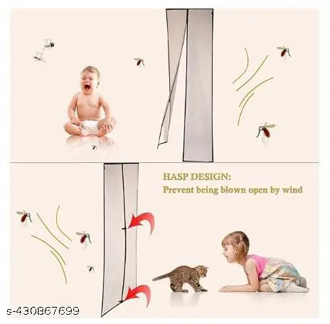 Polyester Magnetic Mosquito Net for Door | Mosquito Curtain for All Door Types & Sizes | Auto-Closing Insect Screen to Keep Mosquito Out