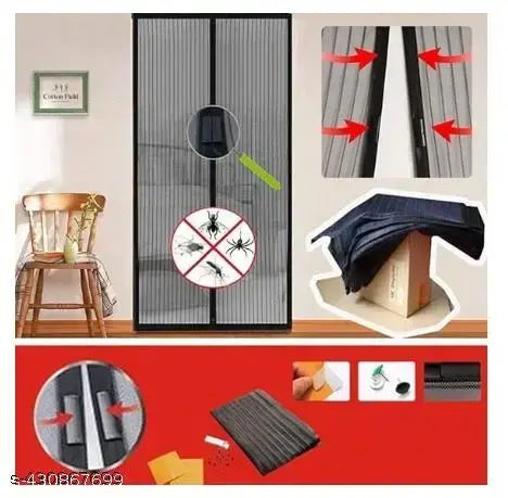 Polyester Magnetic Mosquito Net for Door | Mosquito Curtain for All Door Types & Sizes | Auto-Closing Insect Screen to Keep Mosquito Out