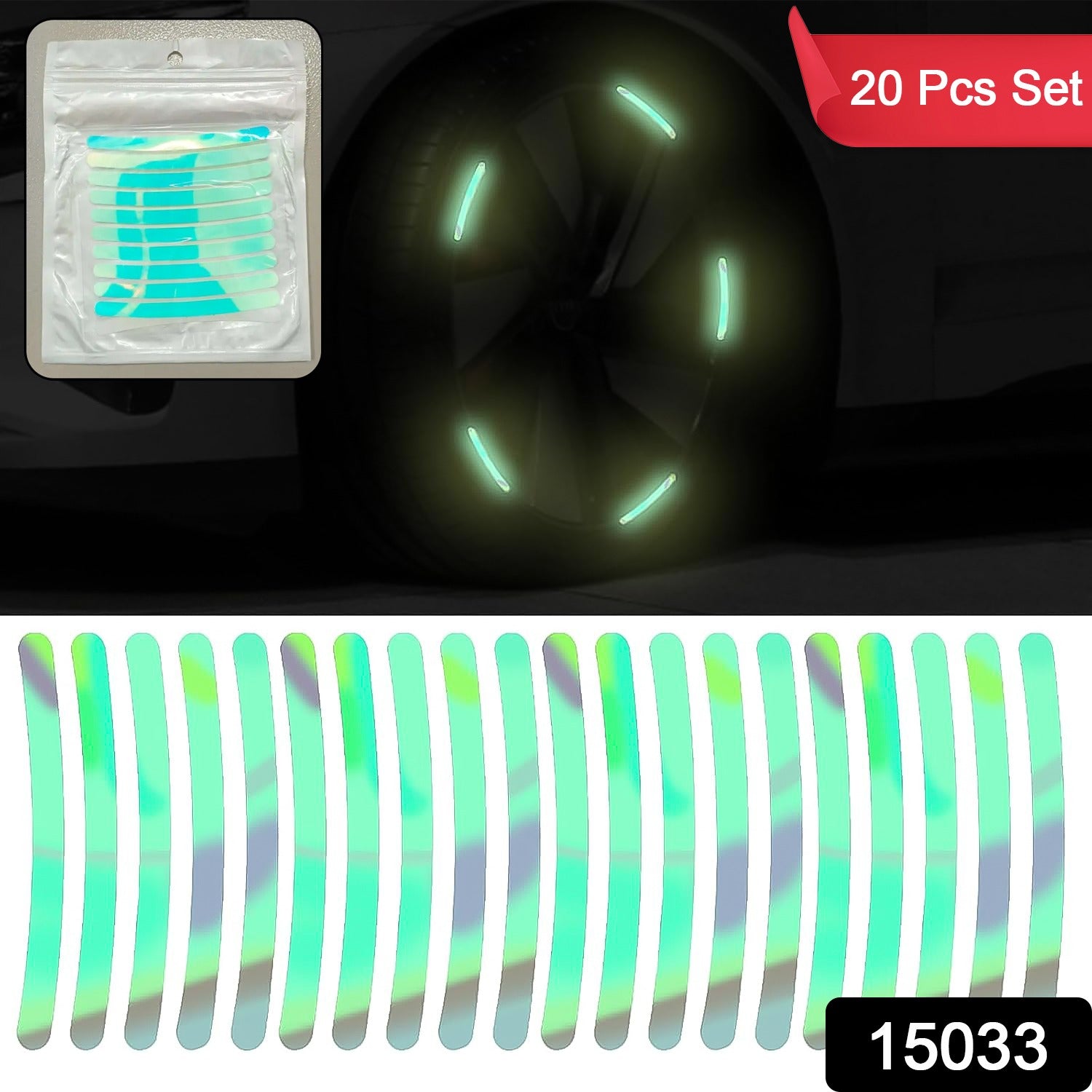 Reflective Car Wheel Stickers  Multicolored 20 Pcs For Night Safety  Velvet Wheels